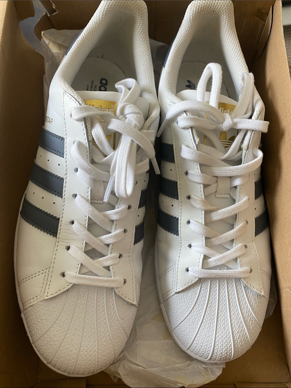 adidas White Sneakers with Black Stripes - Men’s Classic Shell Toe